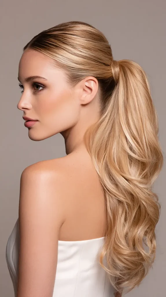 Curled Sleek Ponytail