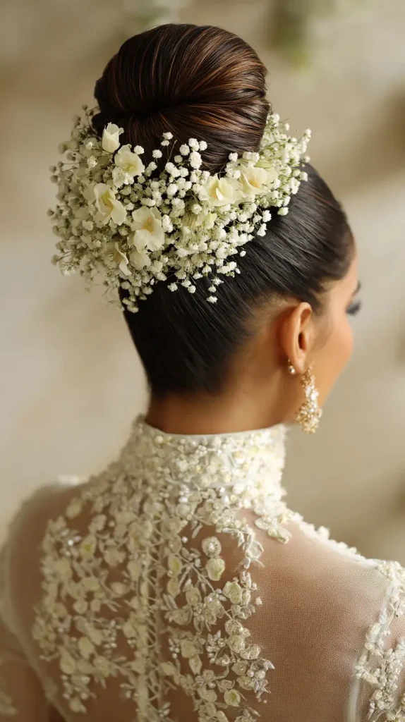 Floral-Adorned Bridal Bun