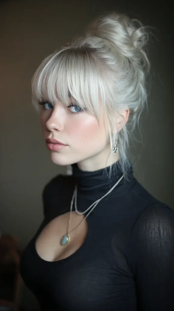 High Bun with Bangs