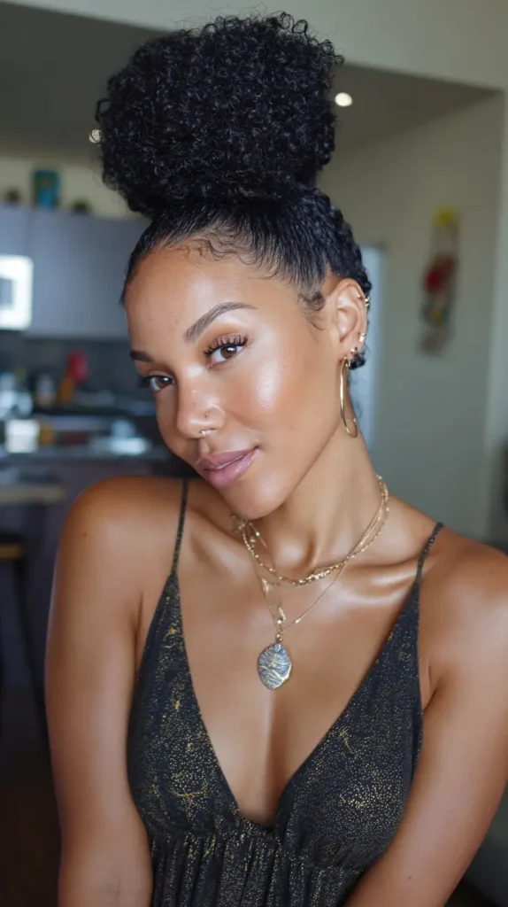 Protective High Bun for Natural Hair