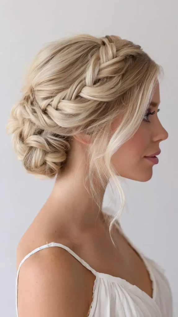 Side-Swept Updo with Braided Details