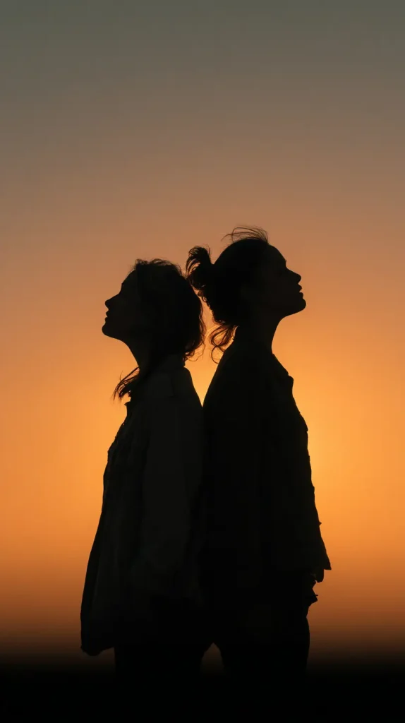 Silhouette Back-to-Back at Sunset