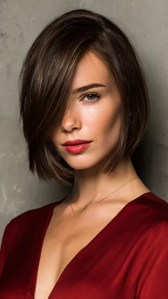 Sleek Straight Bob with Sharp Side Bangs